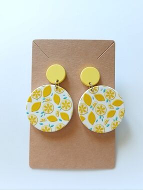 Fashion Jewelry Yellow Lemon Motif Dangle Earrings